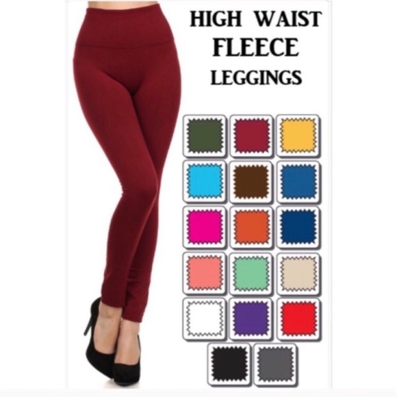 Hi Waist Fleece Lined Leggings Berry - Picture 2 of 8